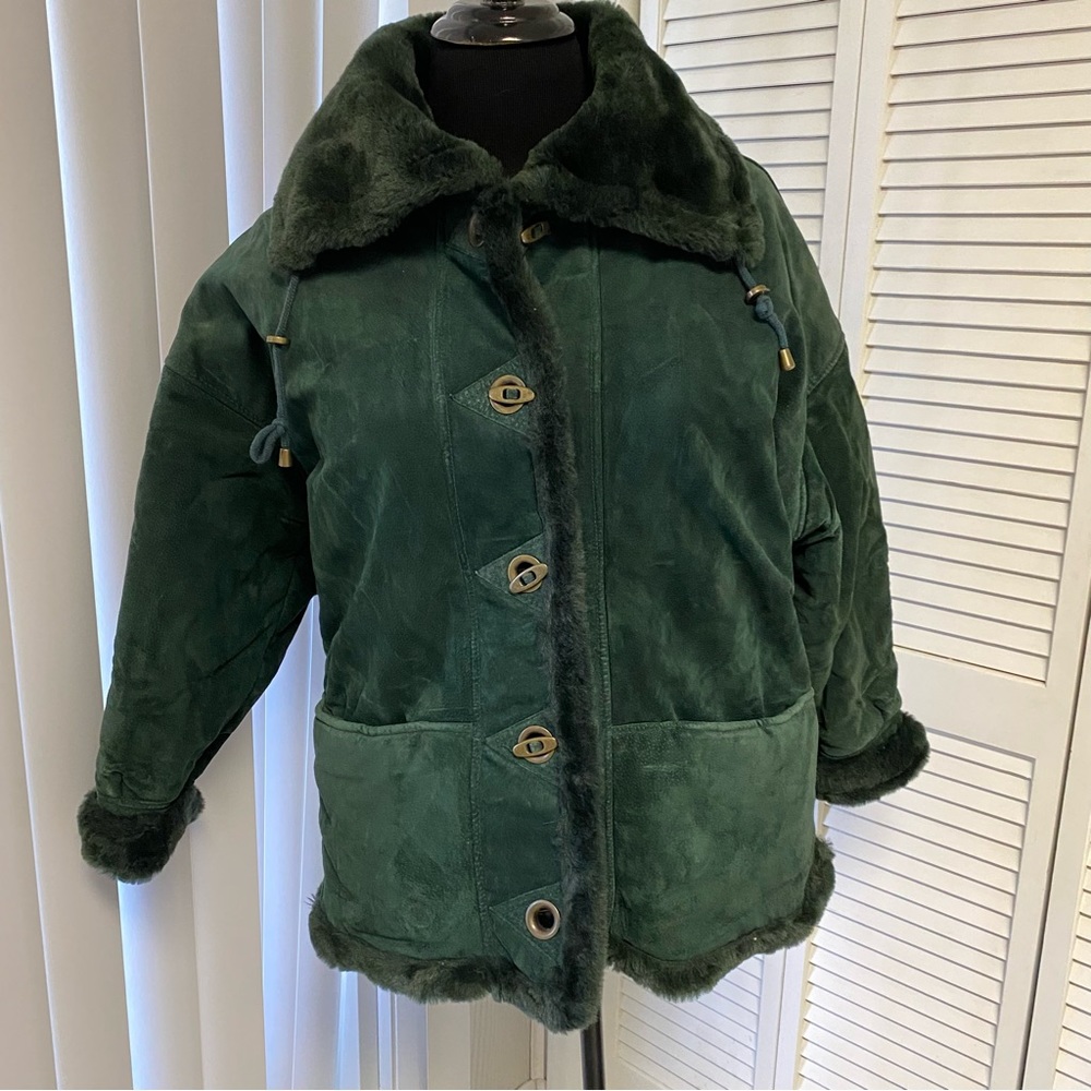 Wilson’s Adventure Bound Green Suede Leather Jacket Size L Women’s